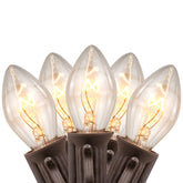 25 Count Clear C7 Christmas Lights  24ft Brown Wire